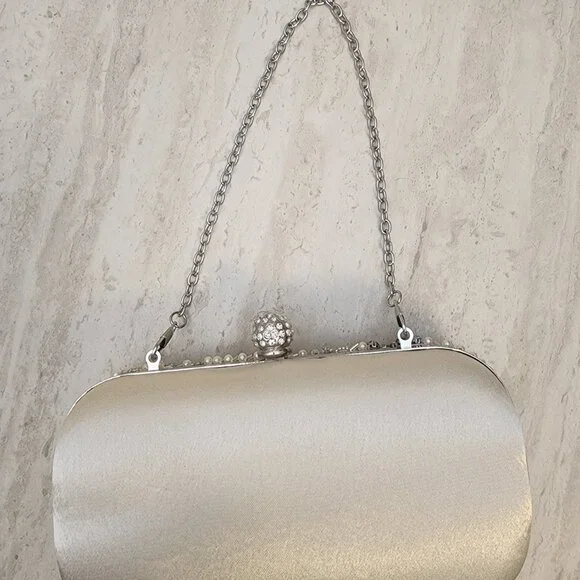 Womens Clutch Bag Pearl Clutch Purse Handbag Embroidery Evening Bag Bag Shoulder - Picture 2 of 8